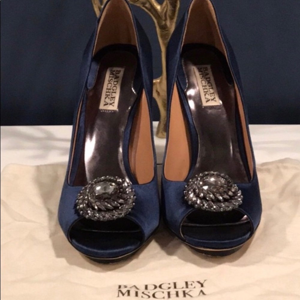 Badgley Mishka blue satin heels